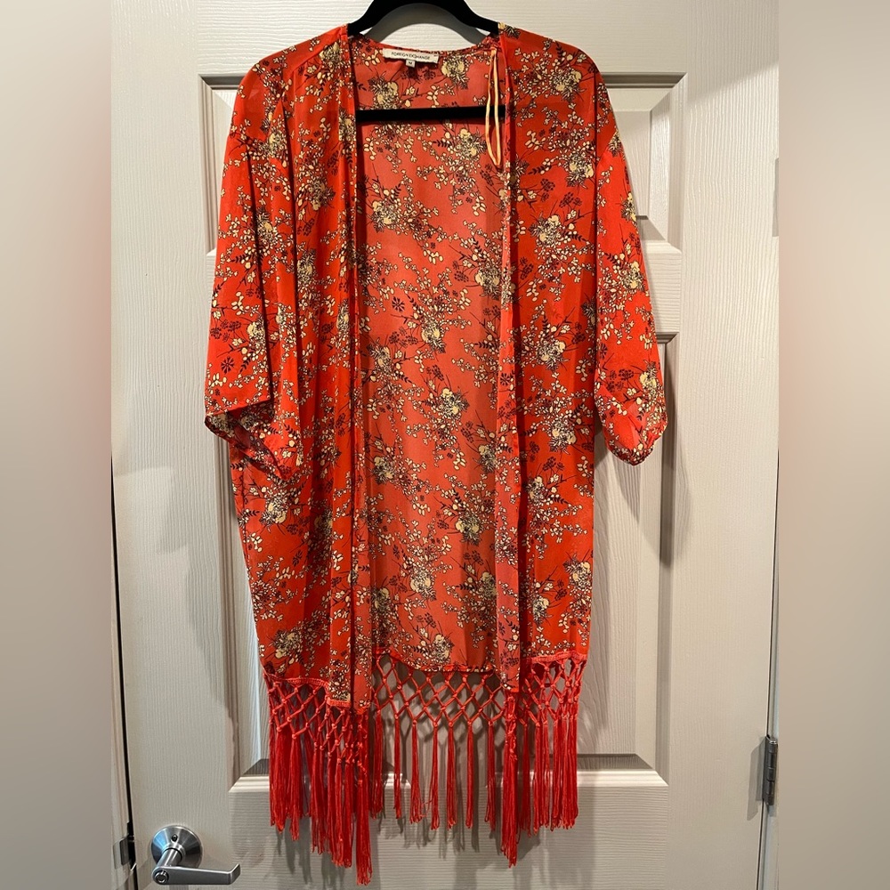 Swim cover up. Floral kimono.